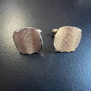 Vintage Cufflinks Square with Diamond Cut Edges Wavy Gold Tone